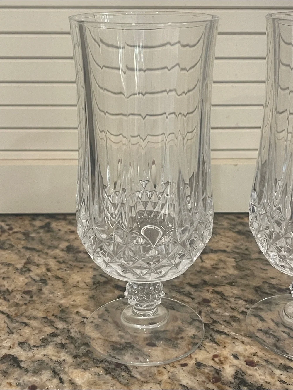 CRISTAL D’ARQUES “LONGCHAMP” 12 oz CRYSTAL ICED TEA GOBLETS/GLASS x2